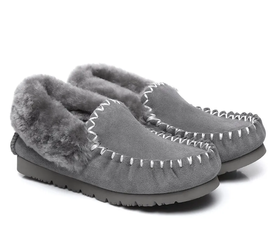 Australian Shepherd Ankle Sheepskin Slippers Men Popo Moccasins Big Size UGG Boots