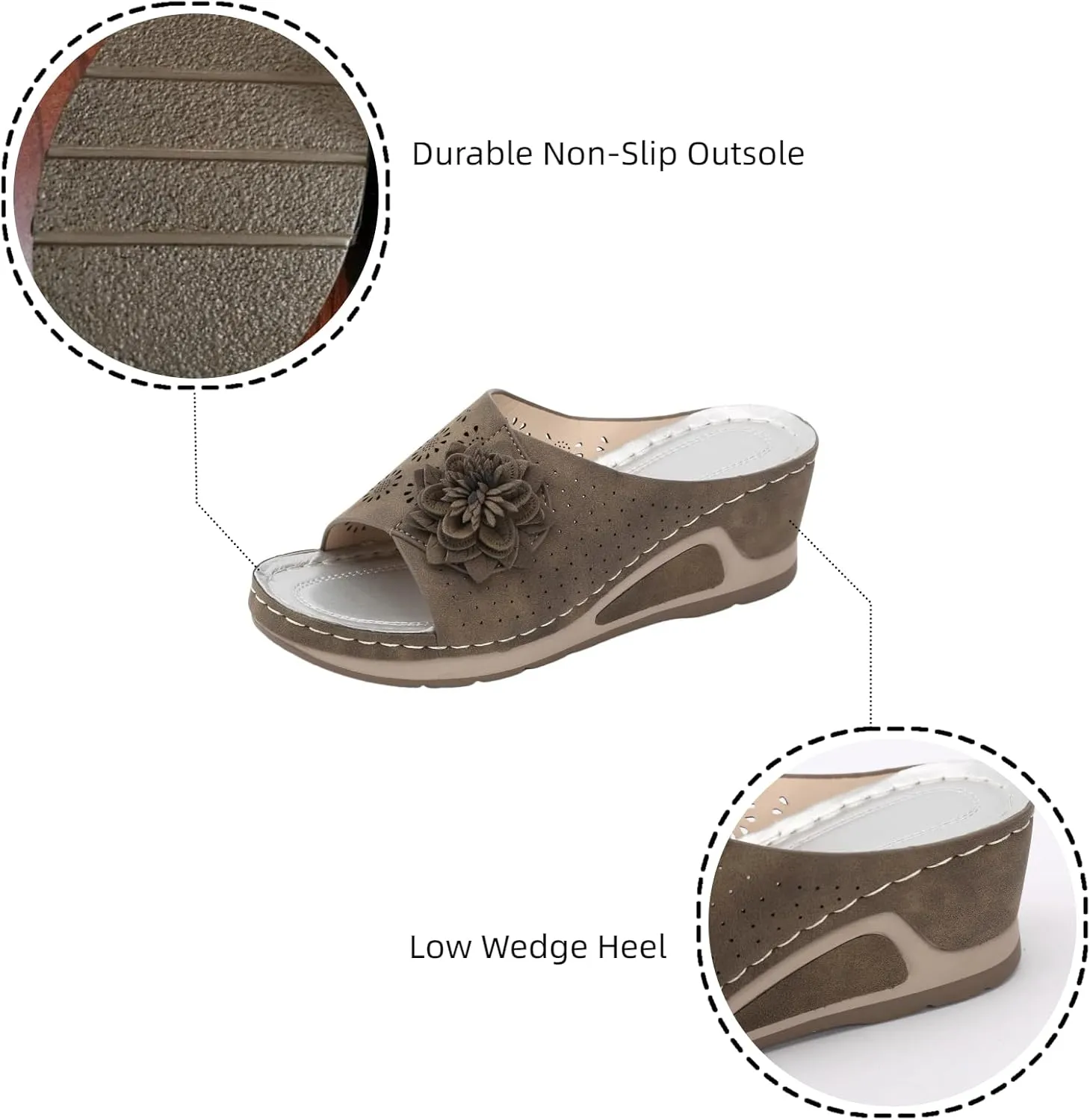 Avylays Orthopedic Sandals for Women Leather Soft Arch Support Sandals Retro Bohemian Wedge Slippers Suede Moccasins