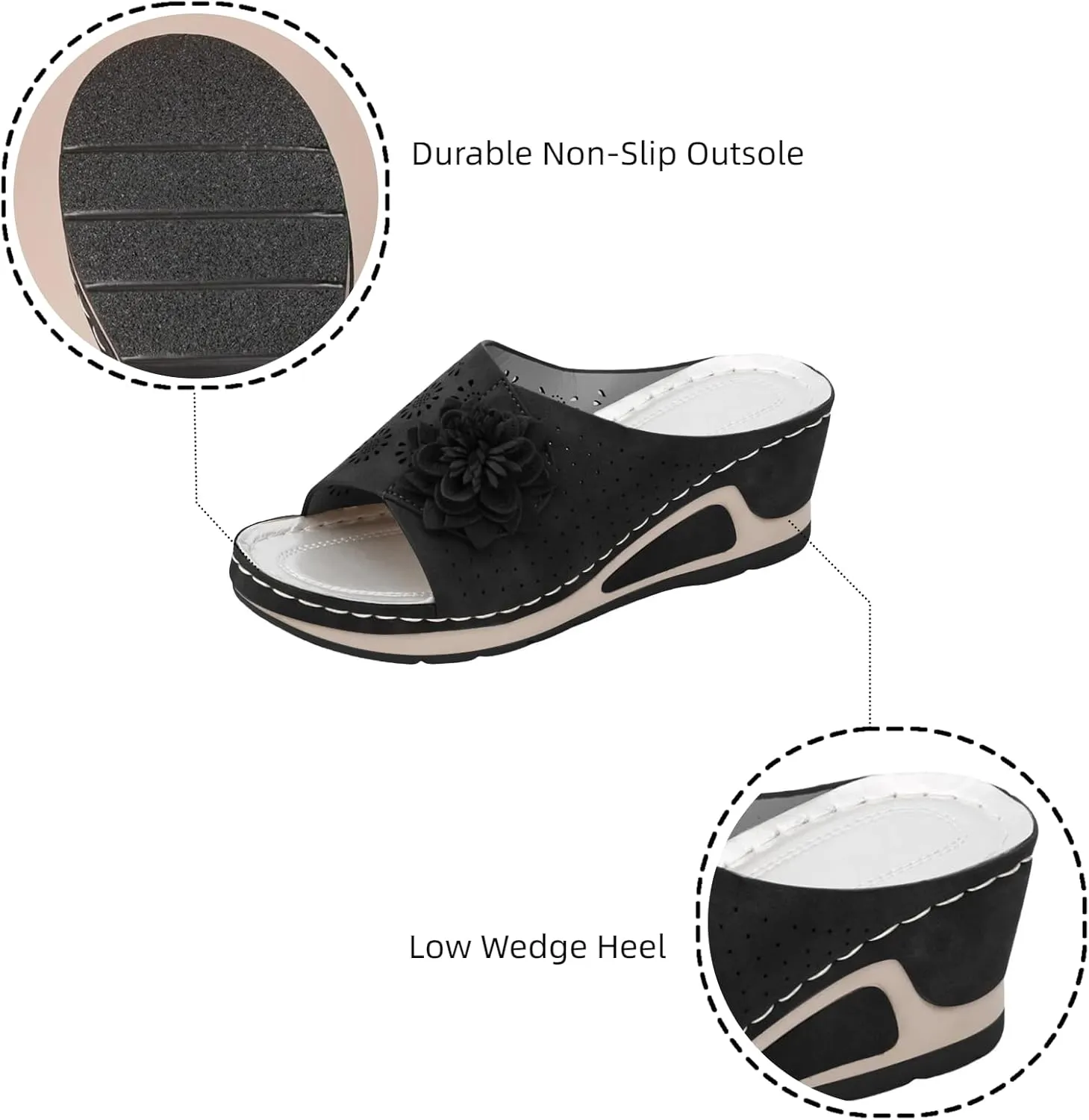 Avylays Orthopedic Sandals for Women Leather Soft Arch Support Sandals Retro Bohemian Wedge Slippers Suede Moccasins