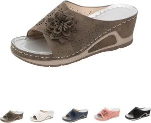 Avylays Orthopedic Sandals for Women Leather Soft Arch Support Sandals Retro Bohemian Wedge Slippers Suede Moccasins