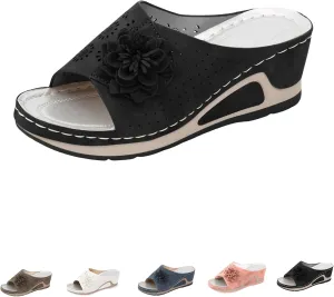 Avylays Orthopedic Sandals for Women Leather Soft Arch Support Sandals Retro Bohemian Wedge Slippers Suede Moccasins