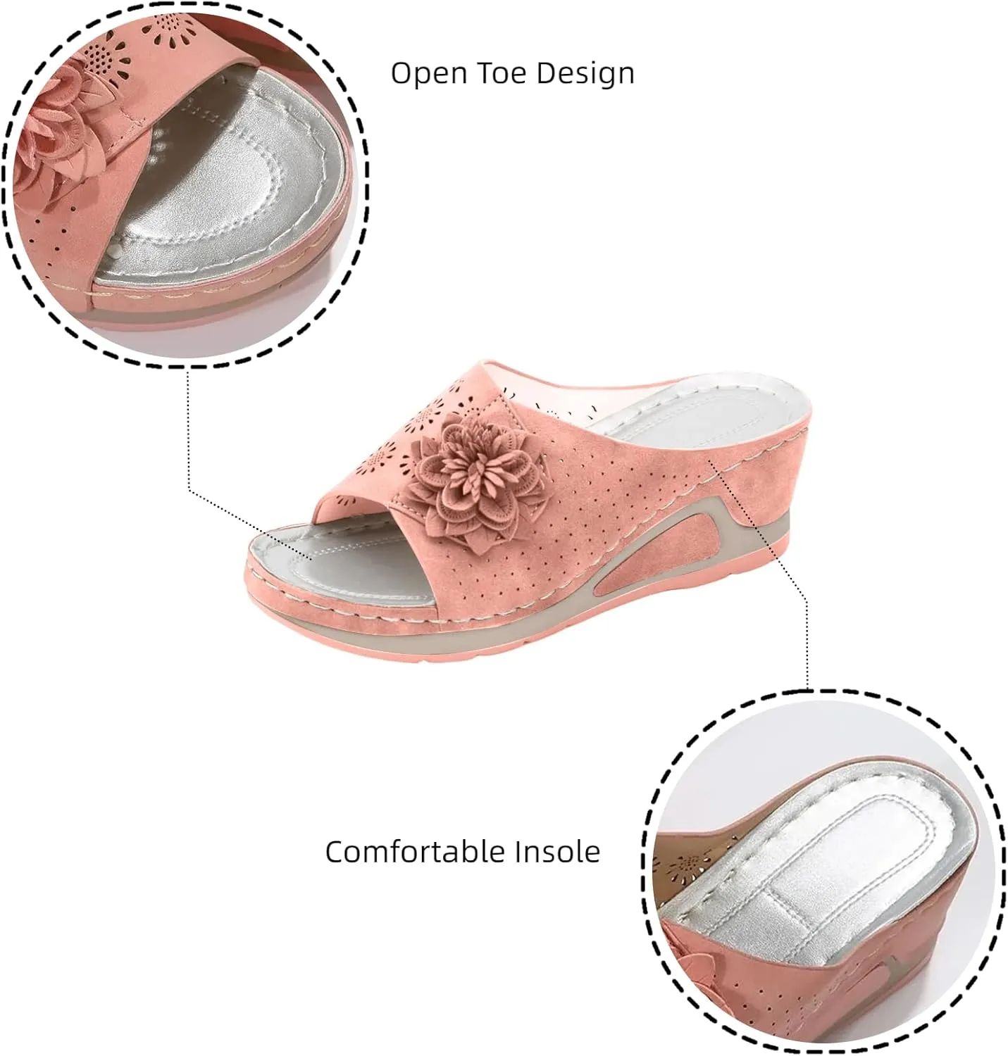 Avylays Orthopedic Sandals for Women Leather Soft Arch Support Sandals Retro Bohemian Wedge Slippers Suede Moccasins