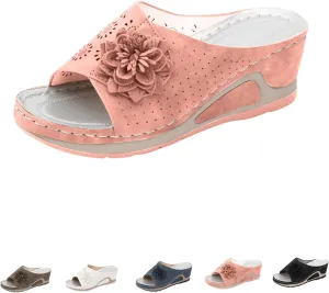 Avylays Orthopedic Sandals for Women Leather Soft Arch Support Sandals Retro Bohemian Wedge Slippers Suede Moccasins