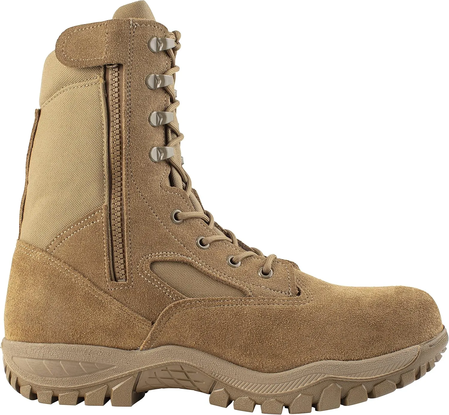 Belleville C312Z CT 8 Inch Ultralight Composite Toe Side-Zip Military Work Boots for Men - Air Force OCP Coyote Brown Leather with Traction Outsole; Berry Compliant