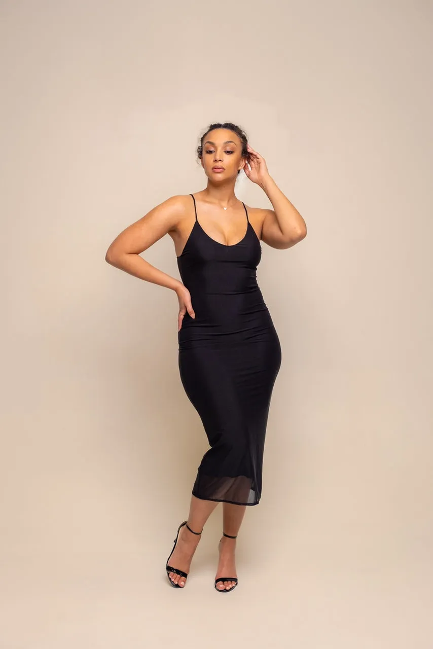 Black Midi Slip Dress