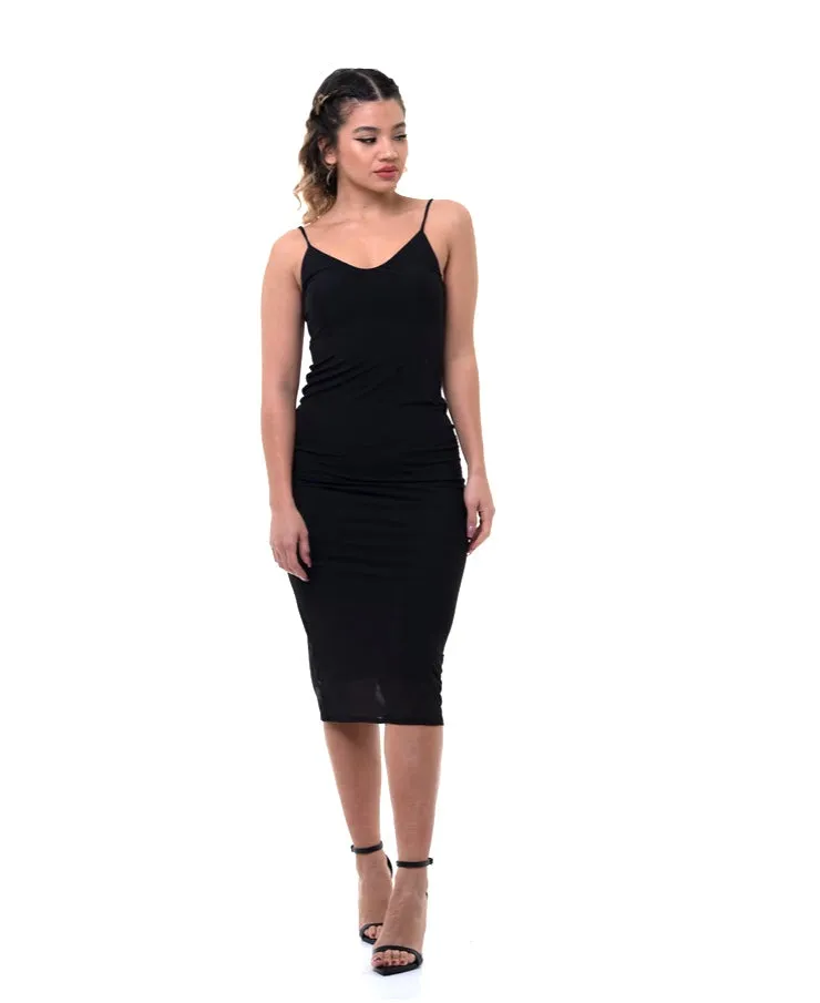 Black Midi Slip Dress