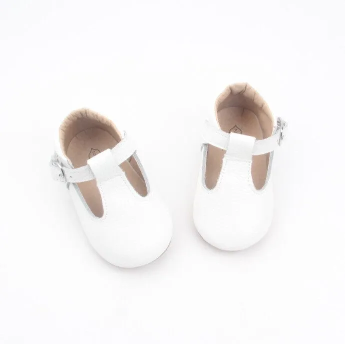 'Chalk' Traditional T-bar Shoes - Baby Soft Sole