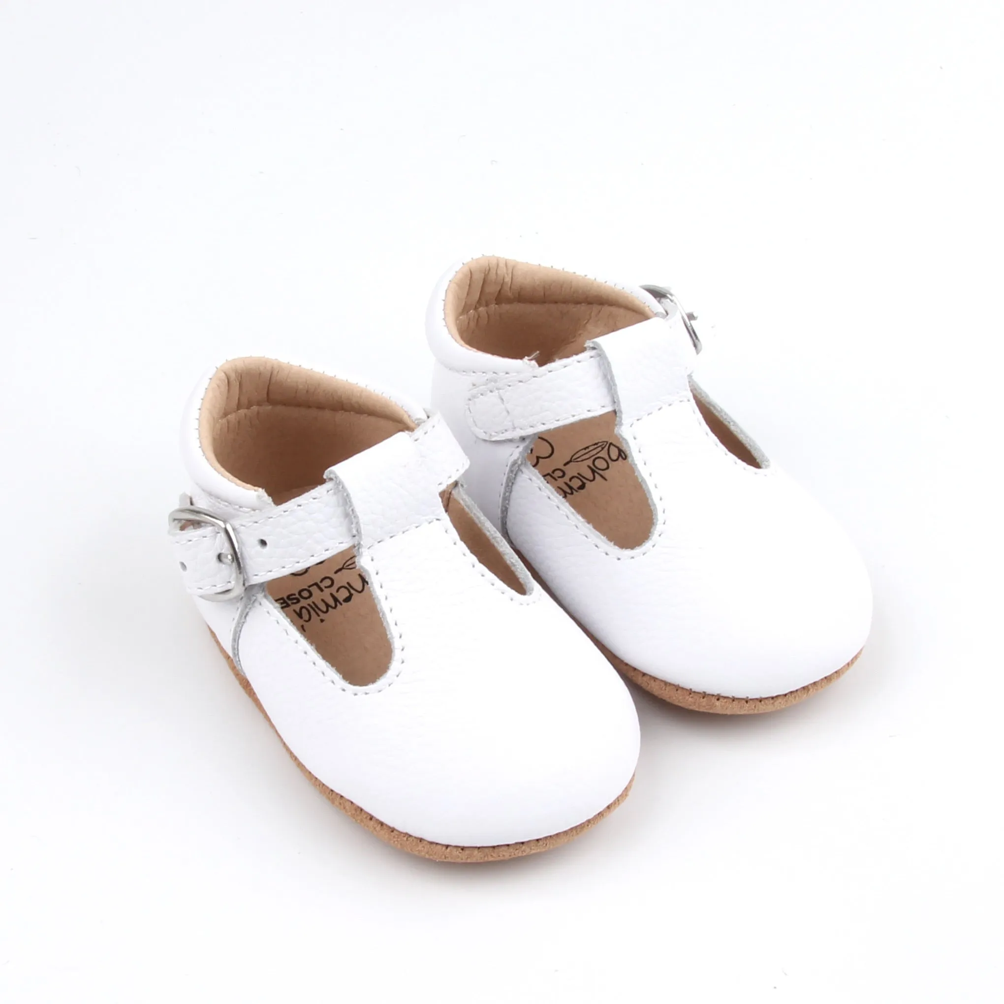 'Chalk' Traditional T-bar Shoes - Baby Soft Sole