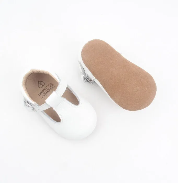 'Chalk' Traditional T-bar Shoes - Baby Soft Sole