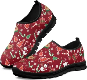 Christmas Sneakers for Women Casual Comfortable Lightweight Low-Top Slip-On Sneakers Breathable Outdoor Sport Walking Shoes for Teen Girls US 5.5-11.5