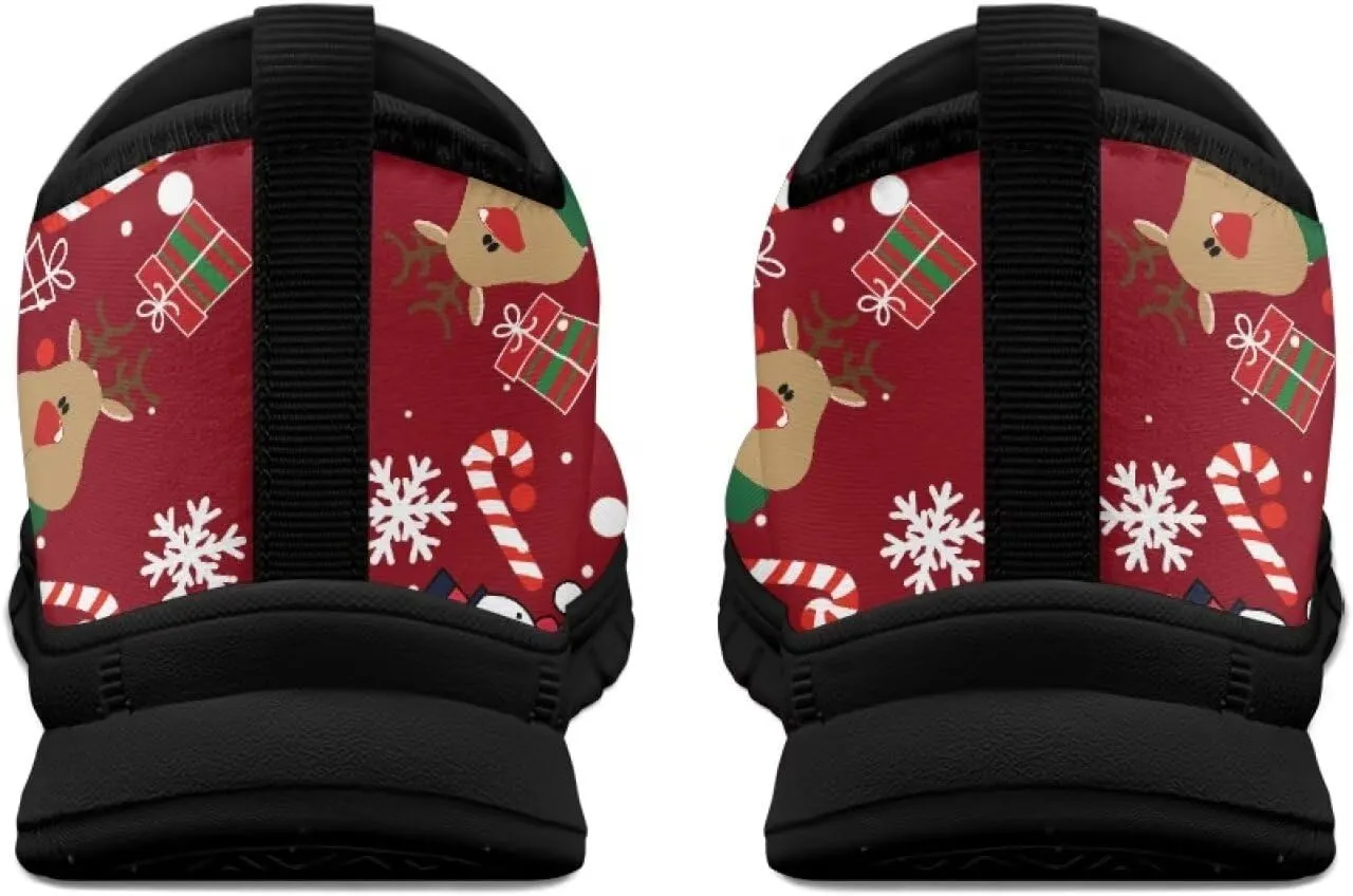 Christmas Sneakers for Women Casual Comfortable Lightweight Low-Top Slip-On Sneakers Breathable Outdoor Sport Walking Shoes for Teen Girls US 5.5-11.5