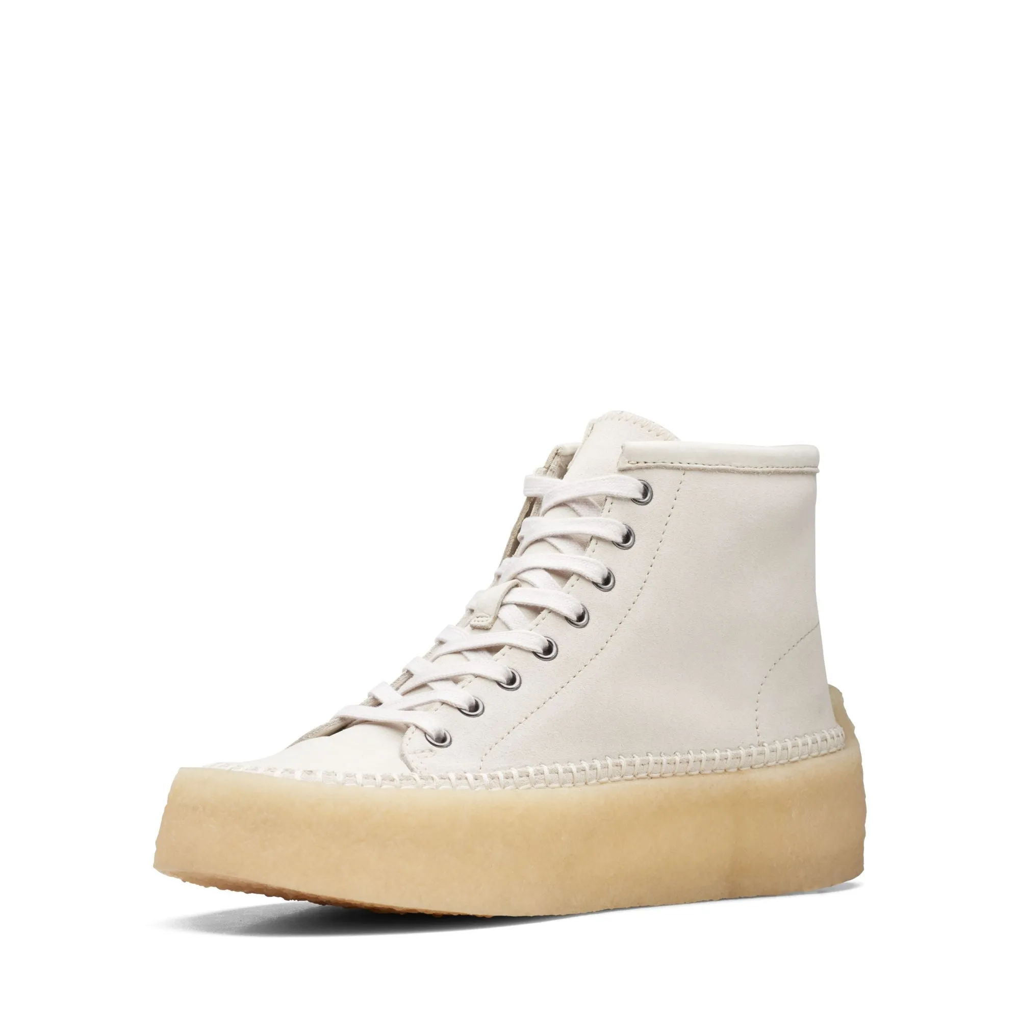 Clarks Originals Caravan Men’s White Suede Mid Top Shoes 26167698