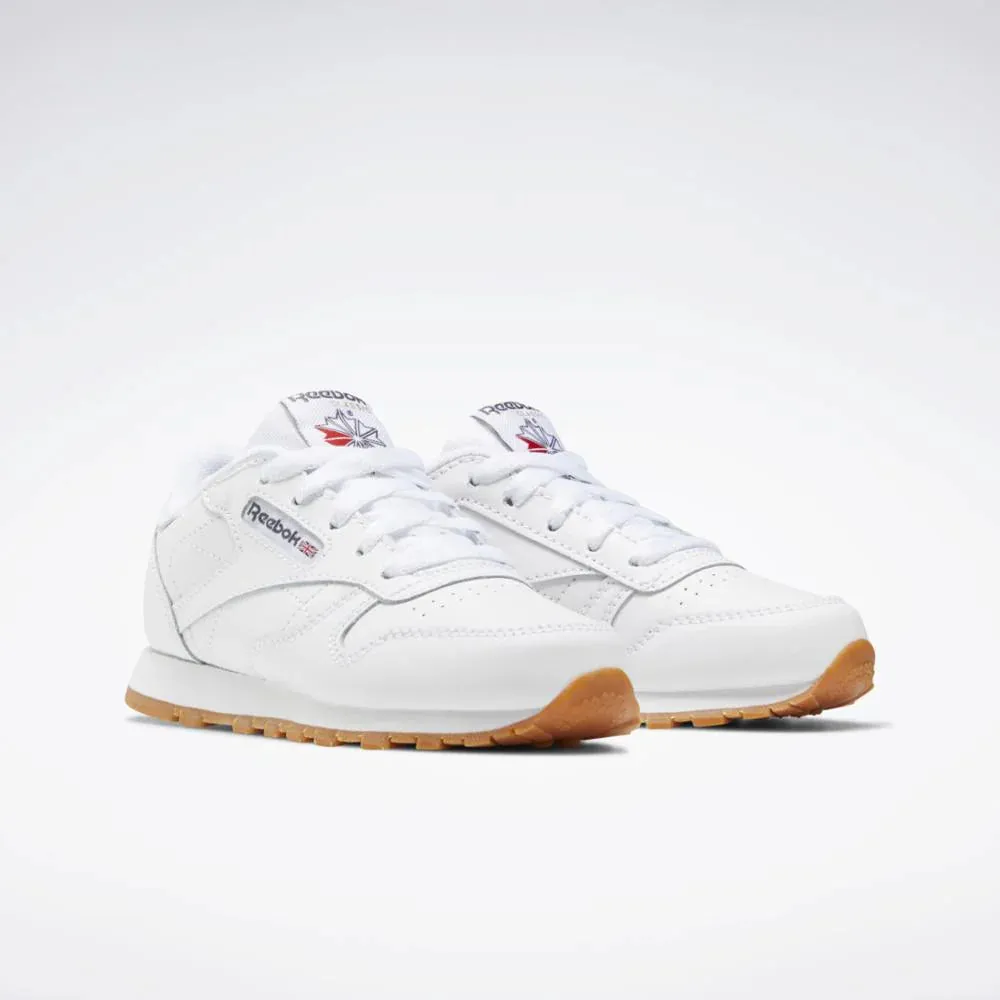 Classic Leather Shoes Preschool (White   Gum)