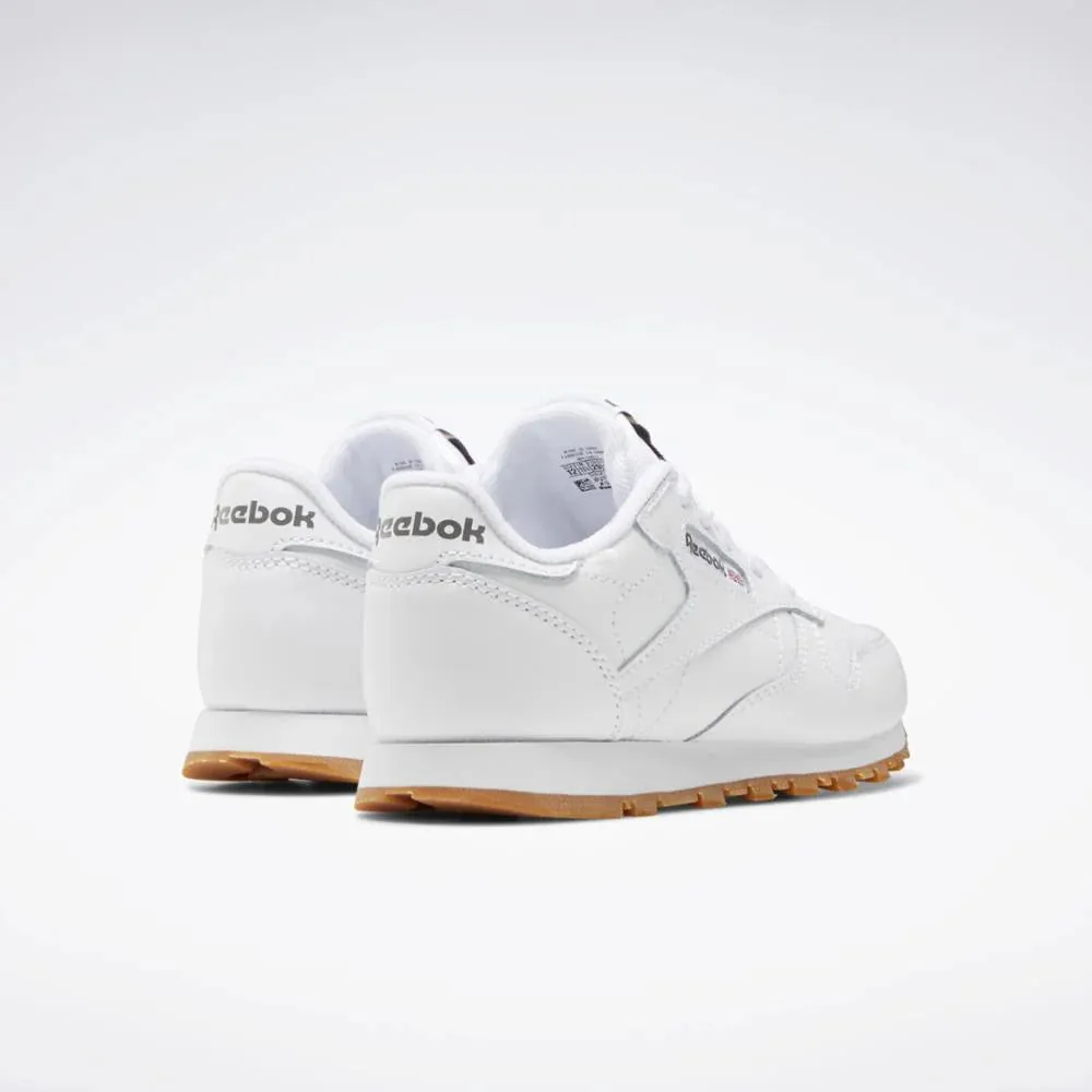 Classic Leather Shoes Preschool (White   Gum)