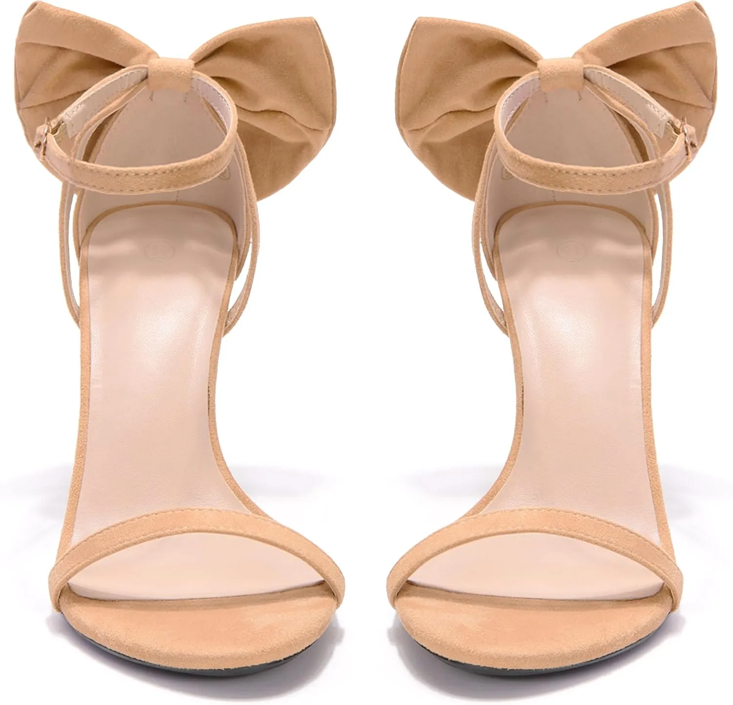 Coutgo Womens Ankle Strap High Heels Open Toe Stiletto Bow Tie Knot Heeled Sandals Fashion Wedding Dress Pump Shoes