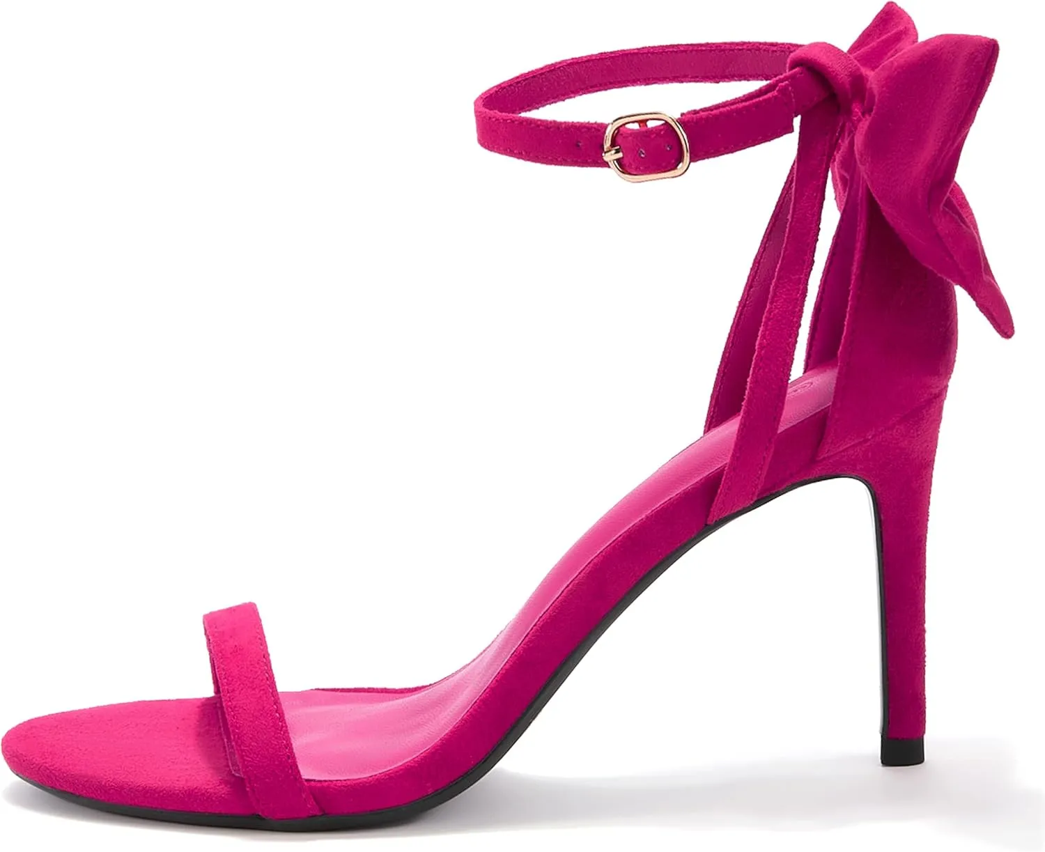 Coutgo Womens Ankle Strap High Heels Open Toe Stiletto Bow Tie Knot Heeled Sandals Fashion Wedding Dress Pump Shoes