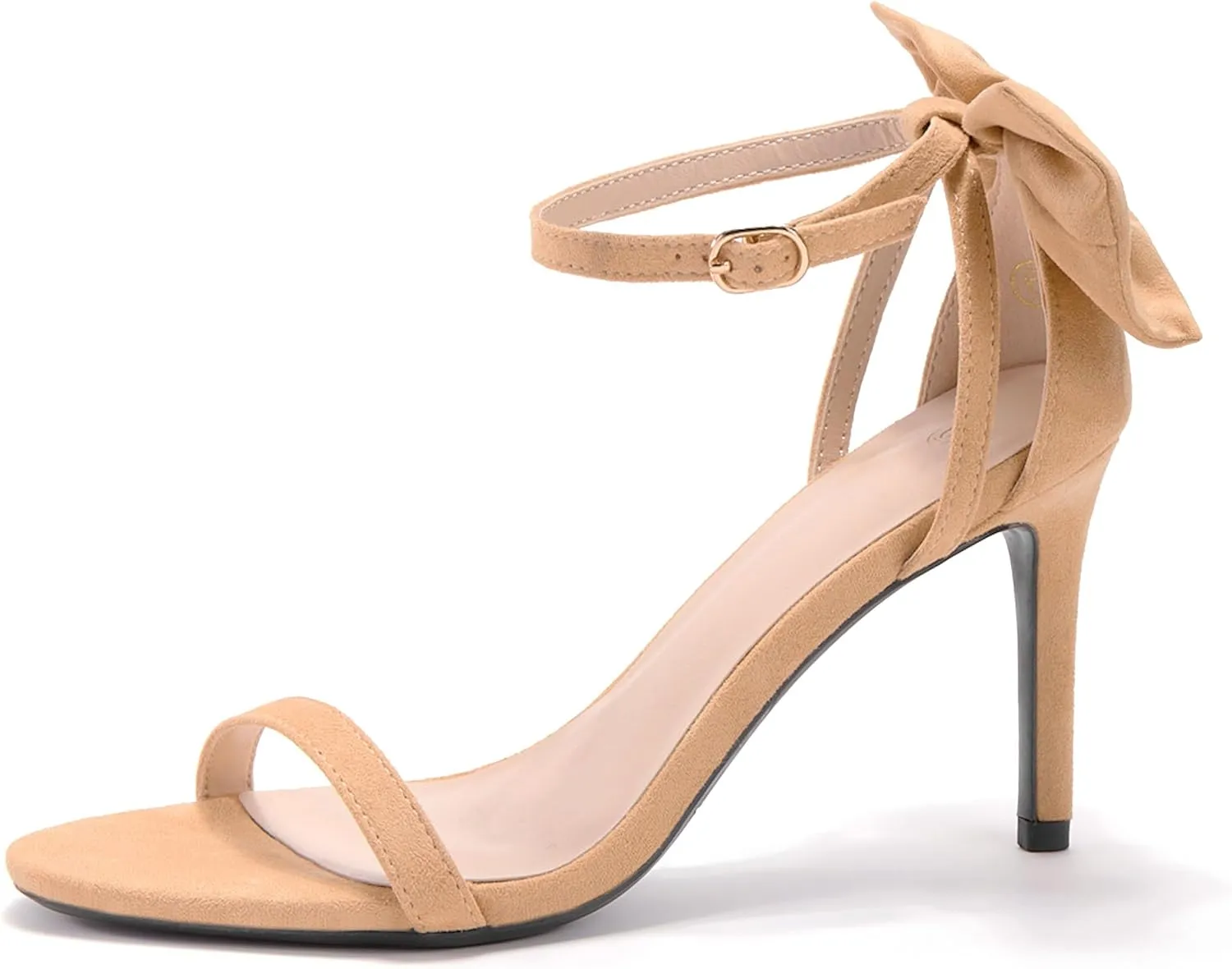 Coutgo Womens Ankle Strap High Heels Open Toe Stiletto Bow Tie Knot Heeled Sandals Fashion Wedding Dress Pump Shoes