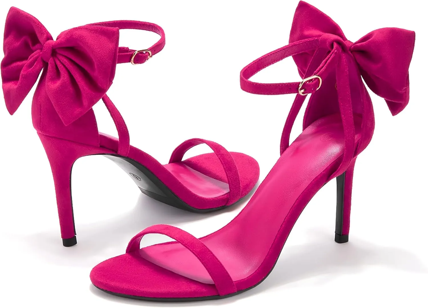 Coutgo Womens Ankle Strap High Heels Open Toe Stiletto Bow Tie Knot Heeled Sandals Fashion Wedding Dress Pump Shoes