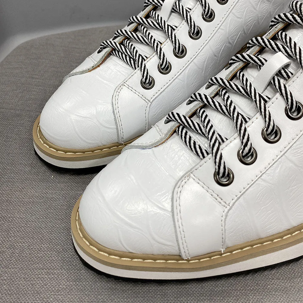 Crocodile Skin Pattern Genuine Leather Sneakers