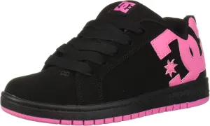 DC -girls Court Graffik Skate Shoe, Black/Pink, 3.5 Big Kid US
