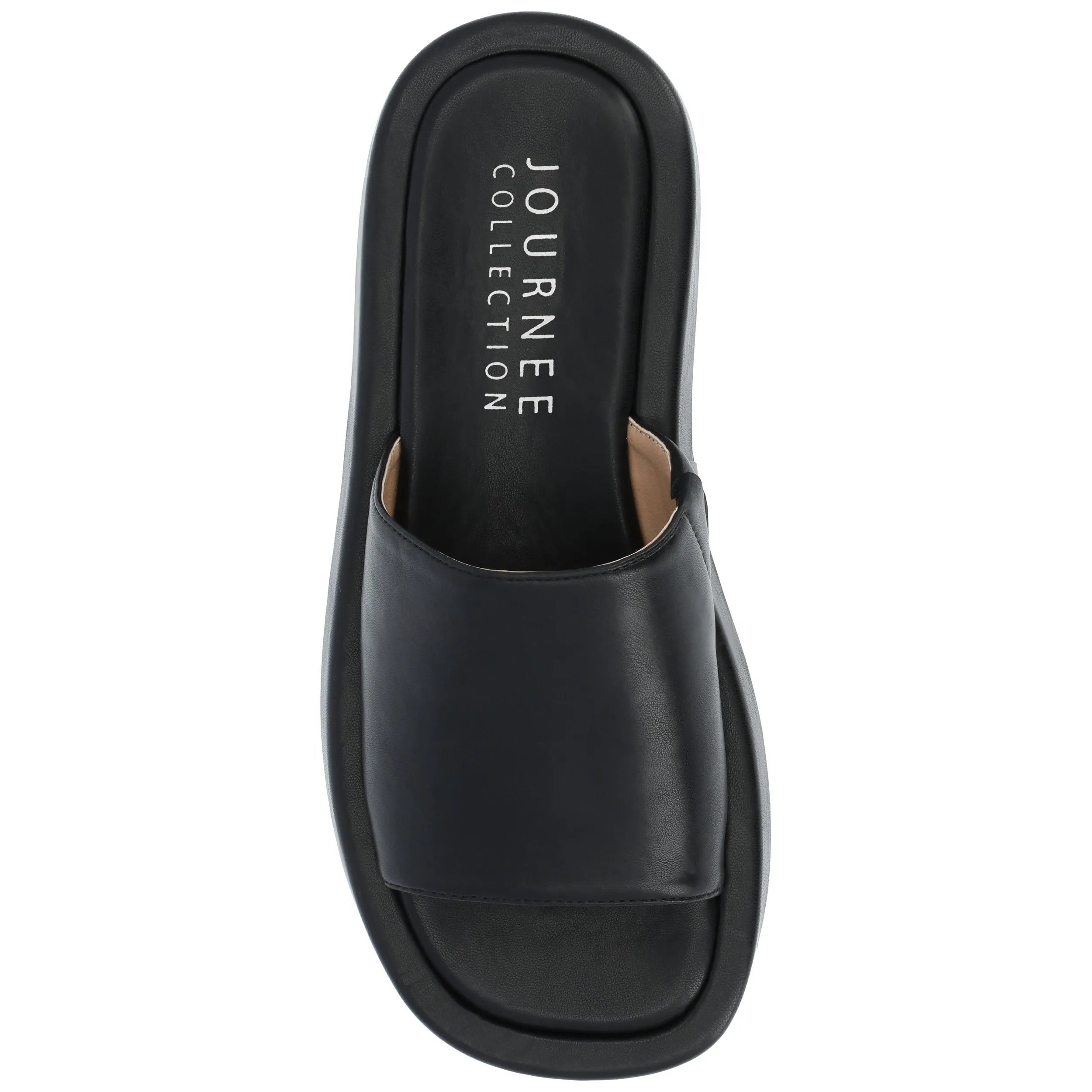 DENRIE SLIDE SANDALS IN FAUX LEATHER