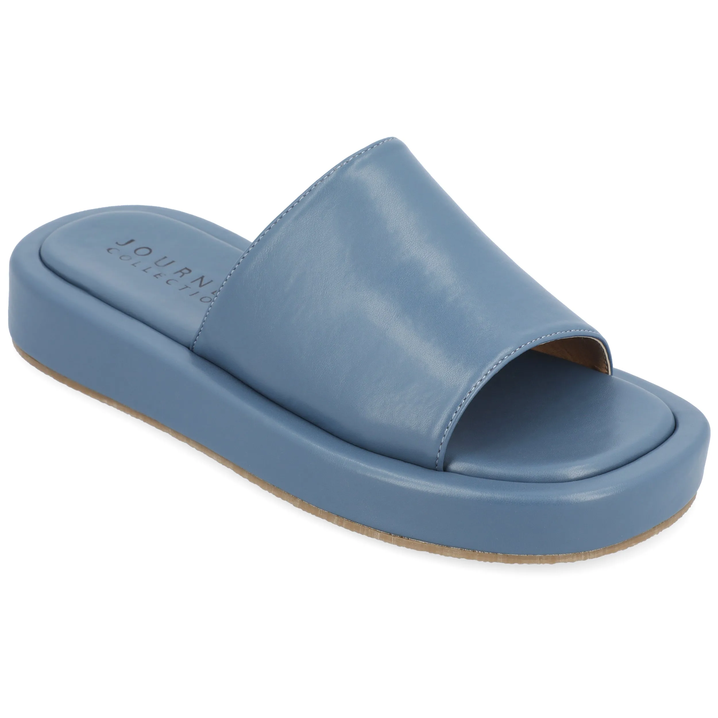 DENRIE SLIDE SANDALS IN FAUX LEATHER