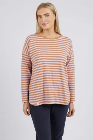 Elm Lauren Long Sleeve Tee Stripe Tan Heather