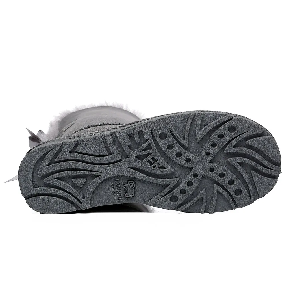 EVERAU Double Baily Short Back Bow Sheepskin Women Boots #EA3044