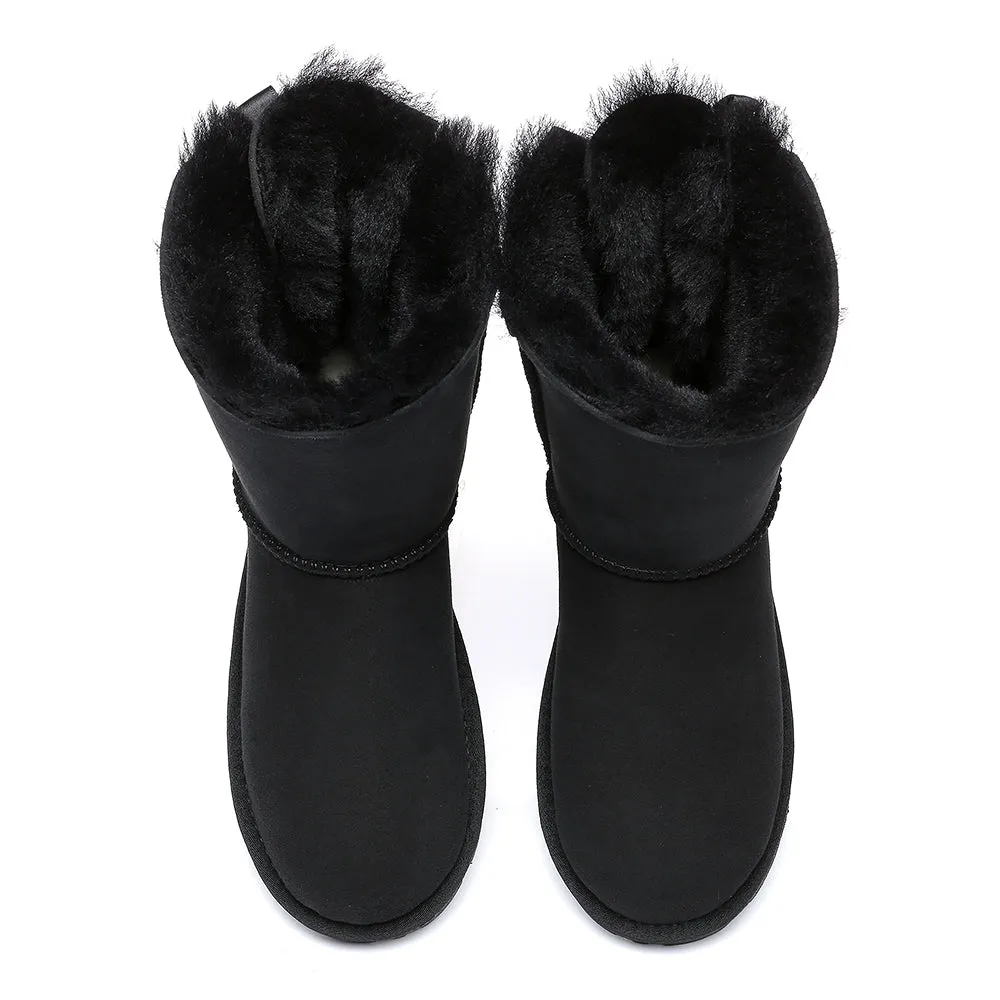 EVERAU Double Baily Short Back Bow Sheepskin Women Boots #EA3044
