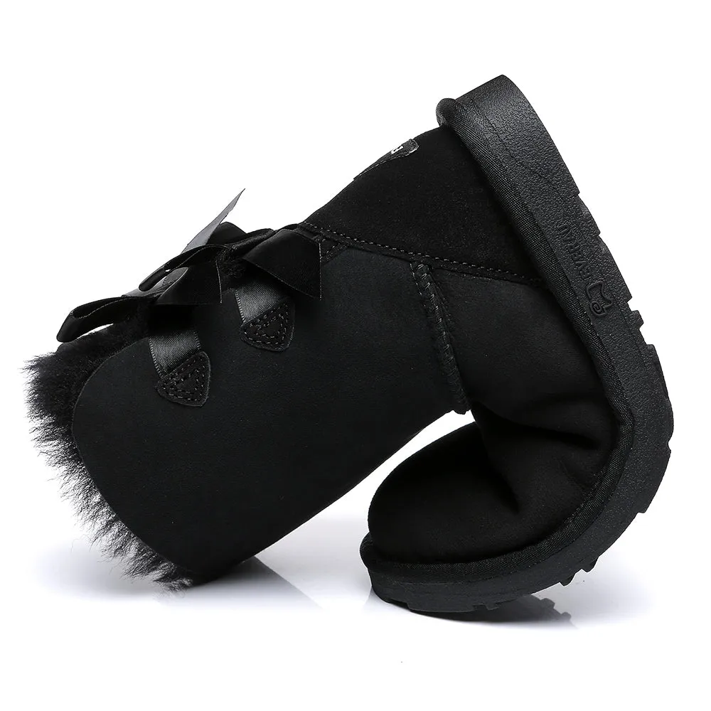 EVERAU Double Baily Short Back Bow Sheepskin Women Boots #EA3044