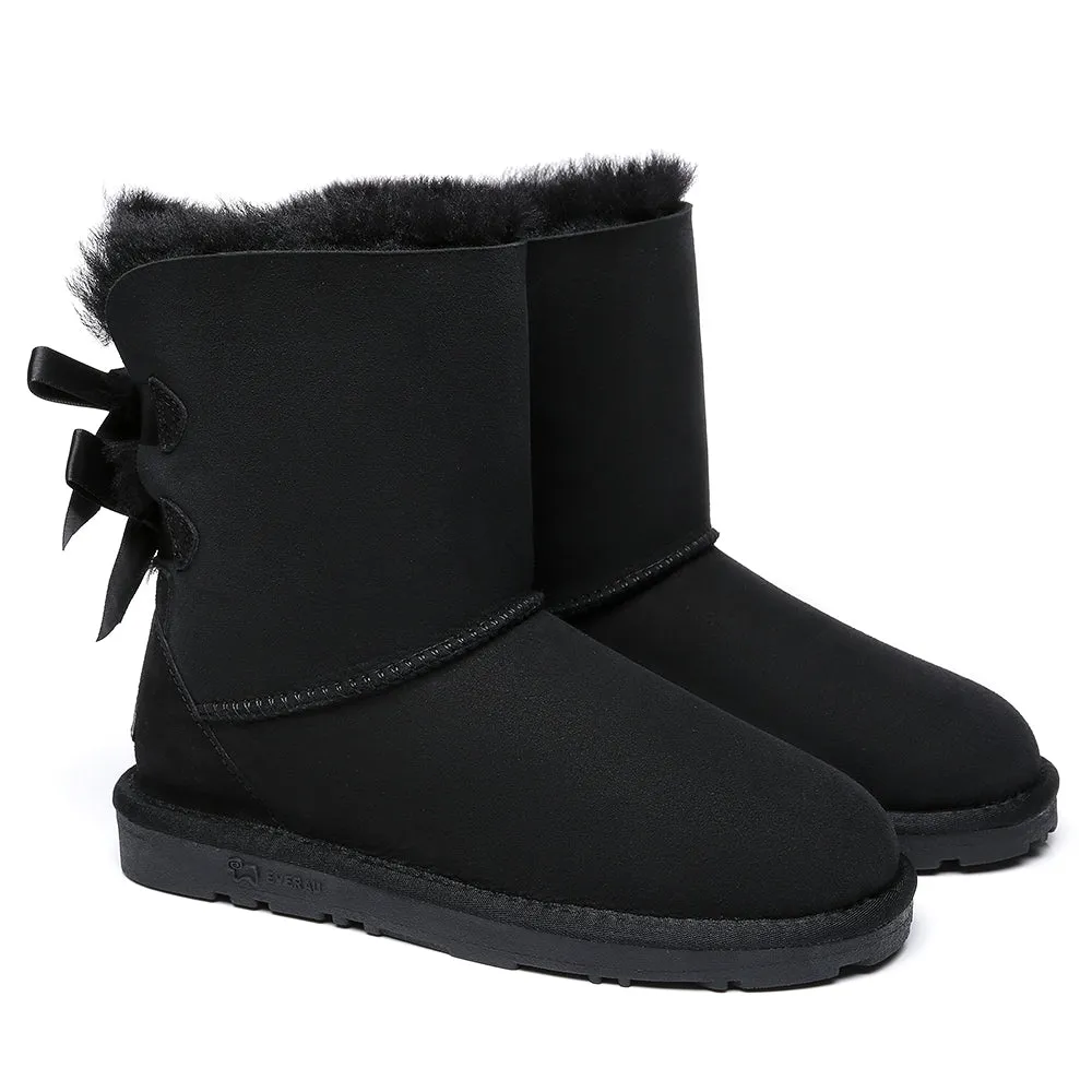 EVERAU Double Baily Short Back Bow Sheepskin Women Boots #EA3044