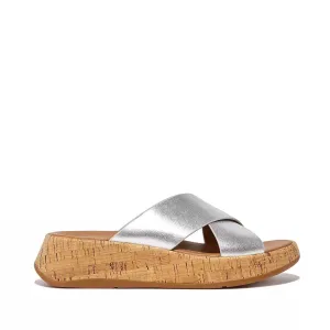 FitFlop F-Mode Metallic Leather/Cork Flatform Cross Slides