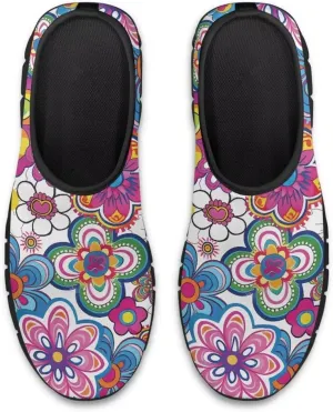 Floral Print Sneakers for Women Casual Low-Top Soft Anti-Skid Sneakers Slip On Lightweight Holiday Travel Shoes for Teen Girls US 5.5-11.5