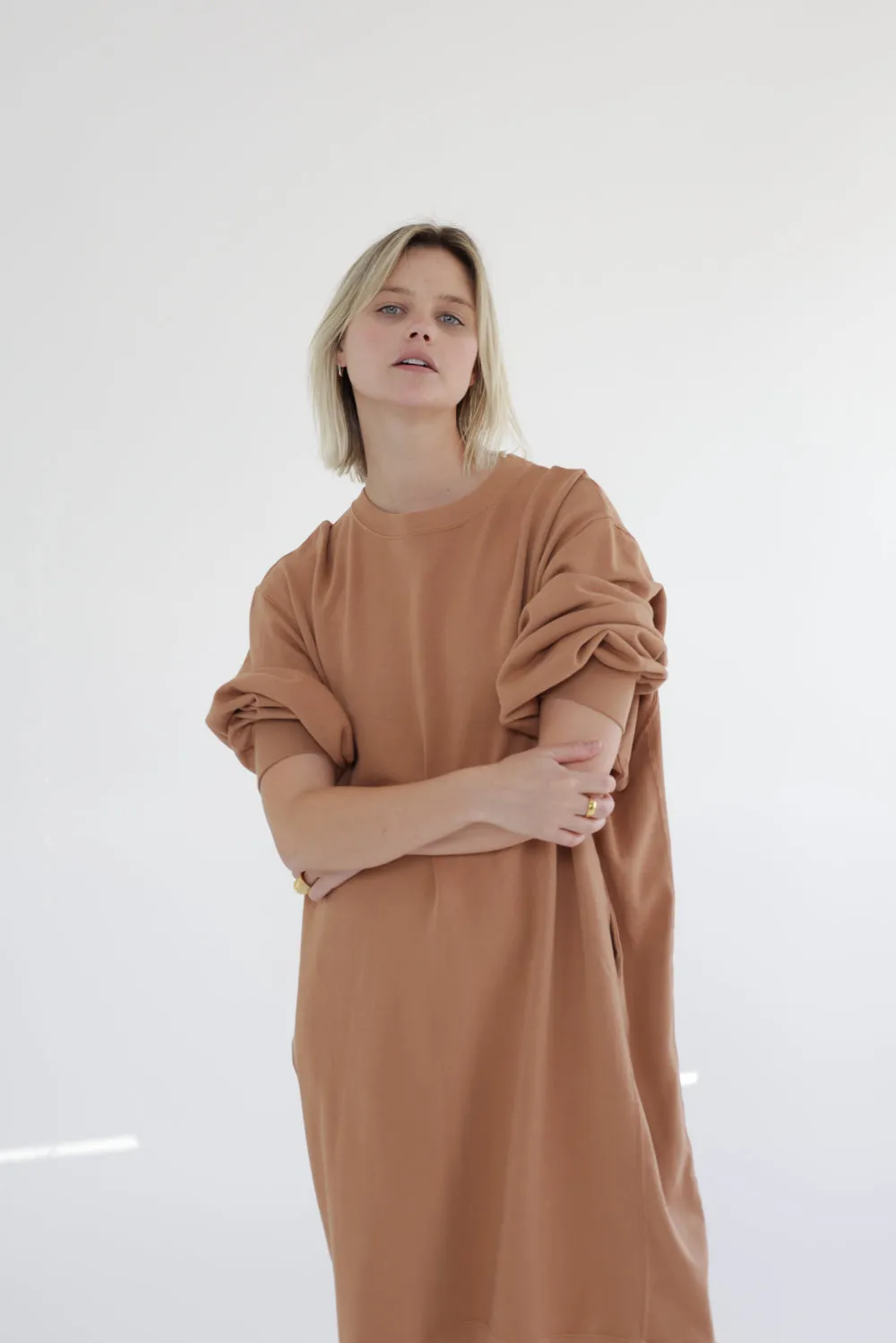 Garment dye cotton-terry sweatshirt dress