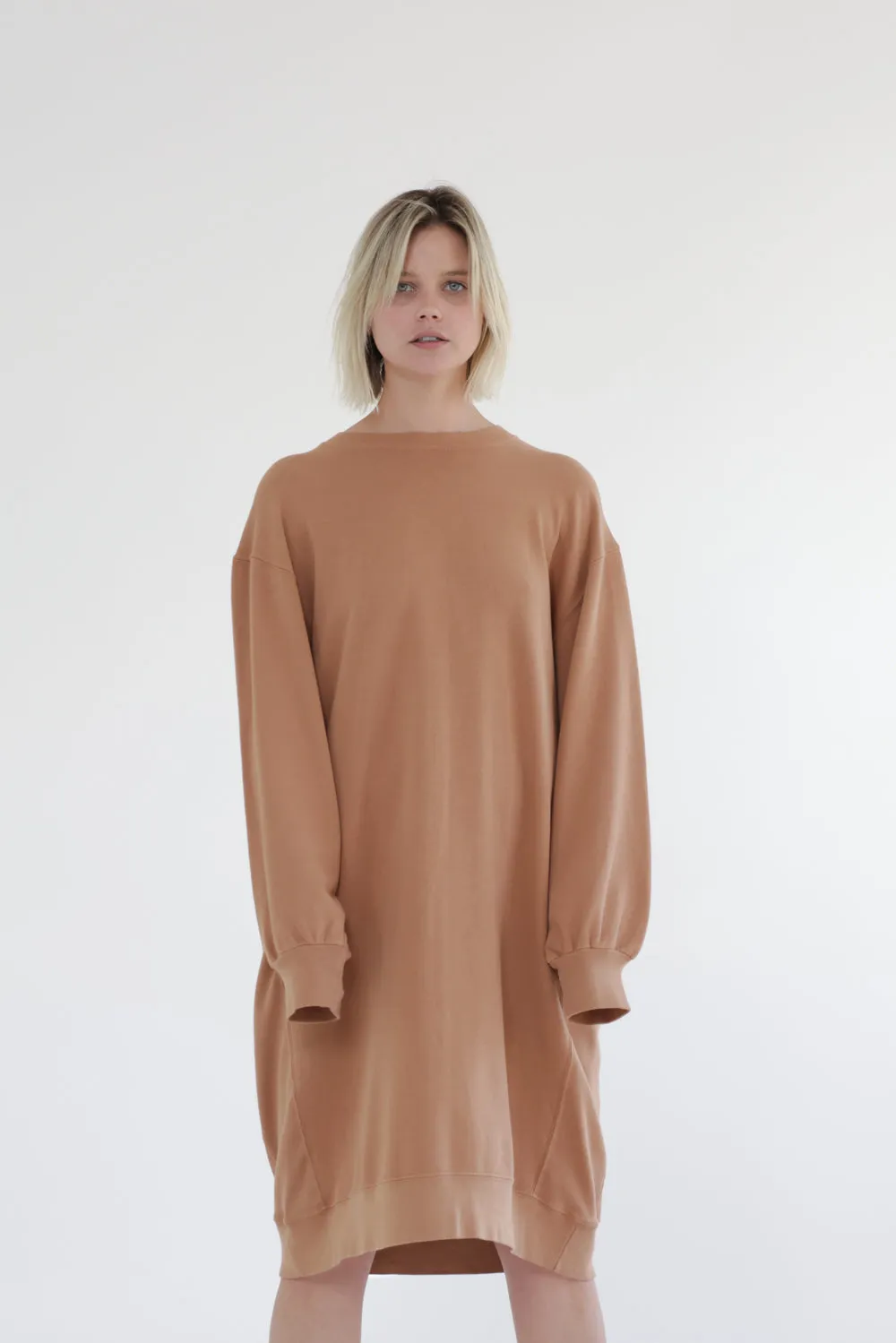 Garment dye cotton-terry sweatshirt dress