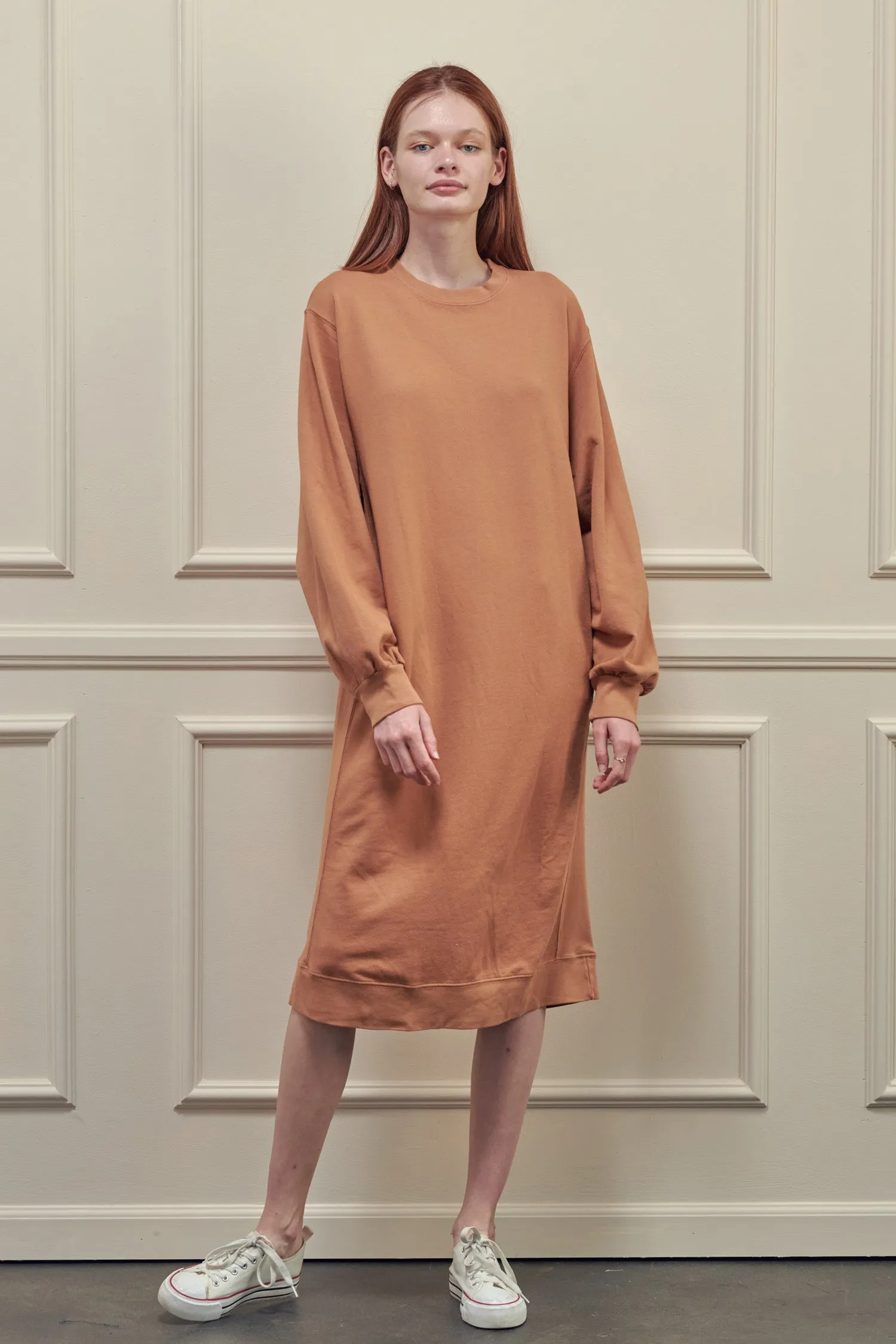 Garment dye cotton-terry sweatshirt dress