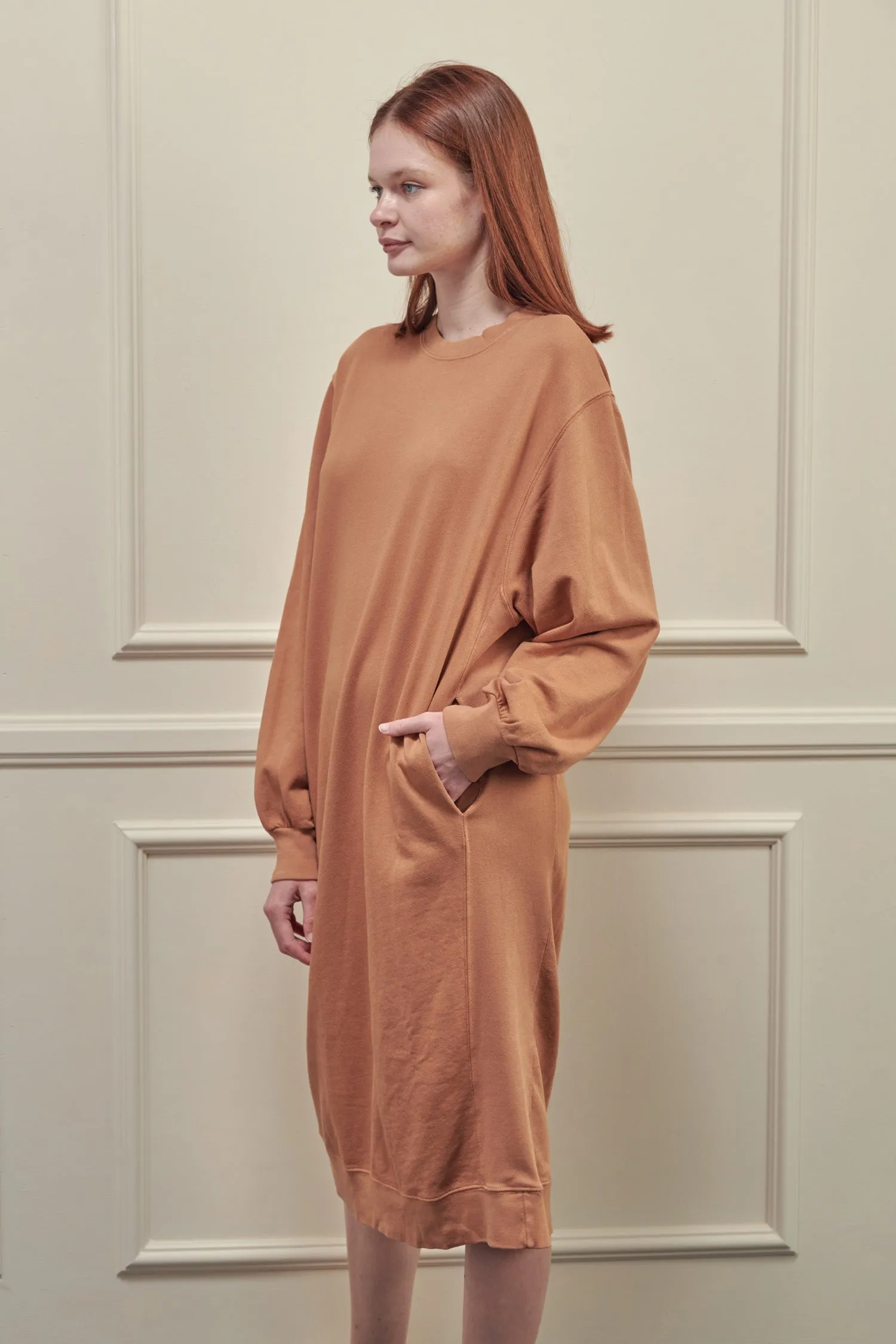 Garment dye cotton-terry sweatshirt dress