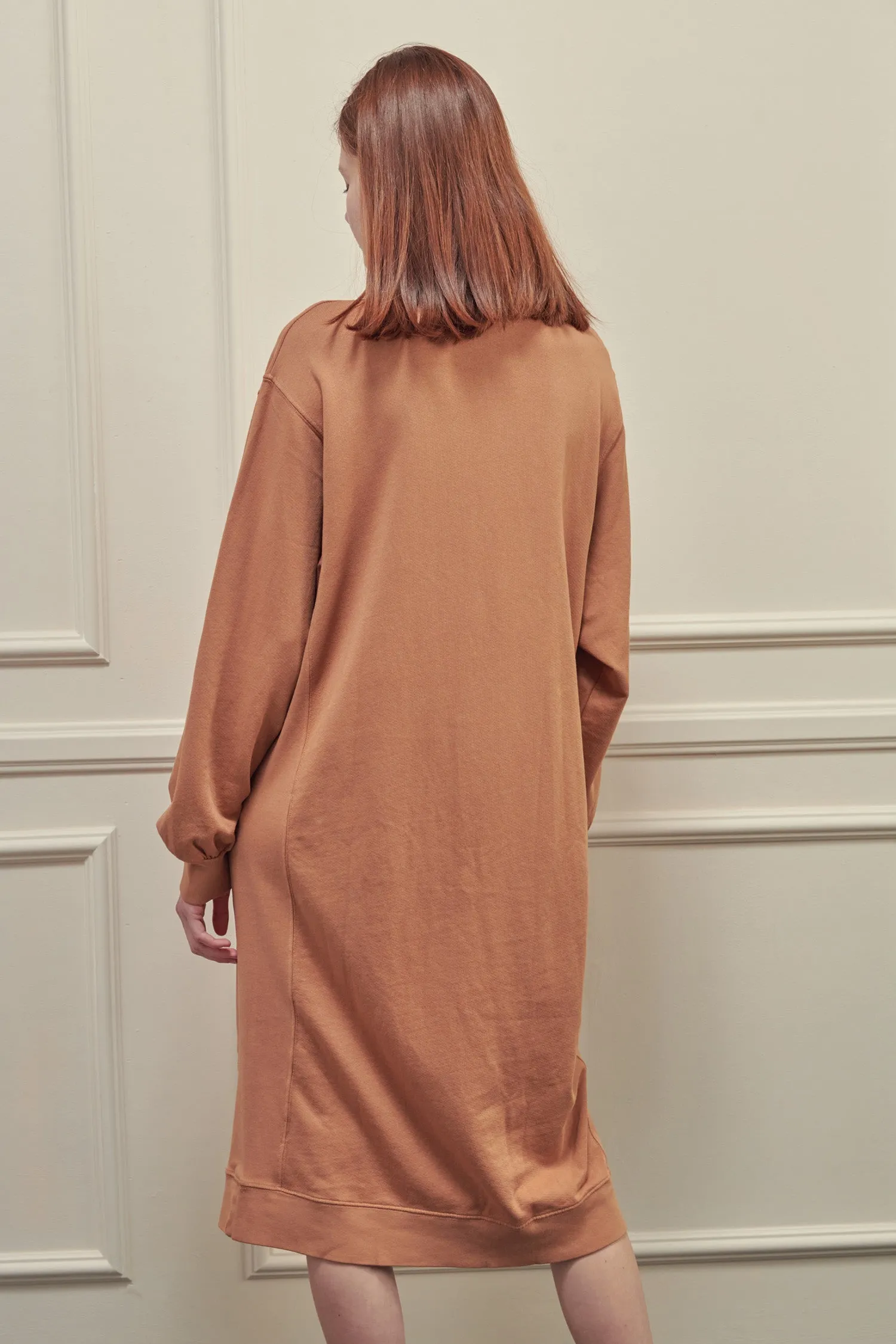 Garment dye cotton-terry sweatshirt dress
