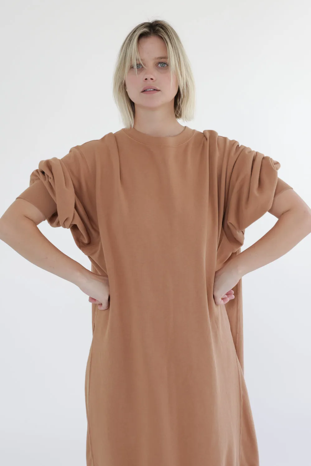 Garment dye cotton-terry sweatshirt dress