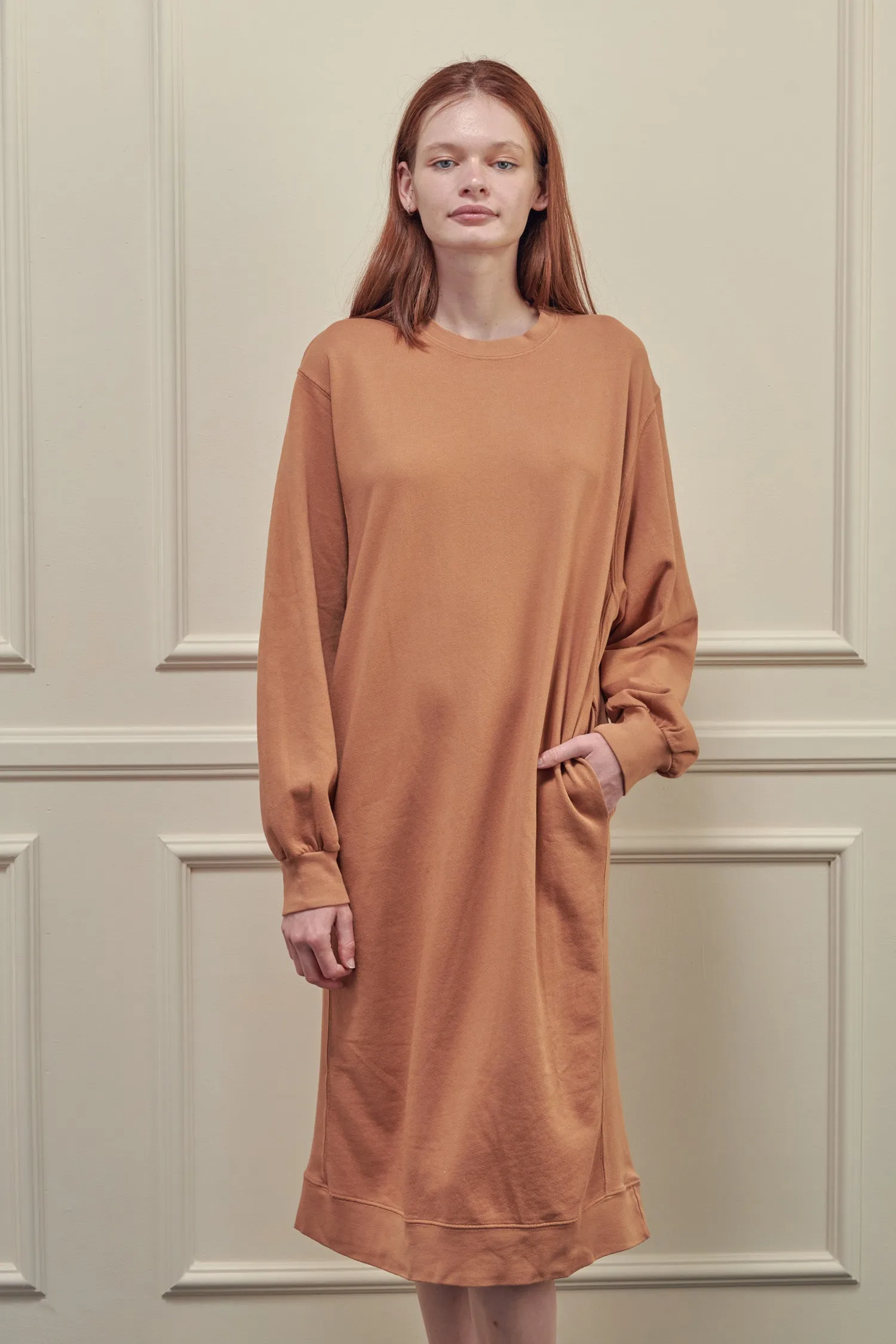 Garment dye cotton-terry sweatshirt dress