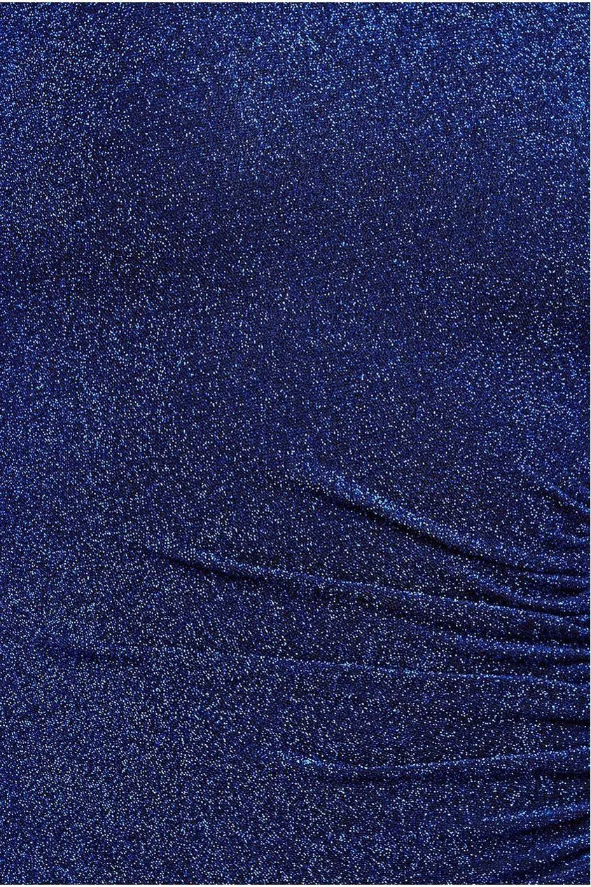 Goddiva Open Lurex Back One Sleeve Maxi Dress - Royal Blue