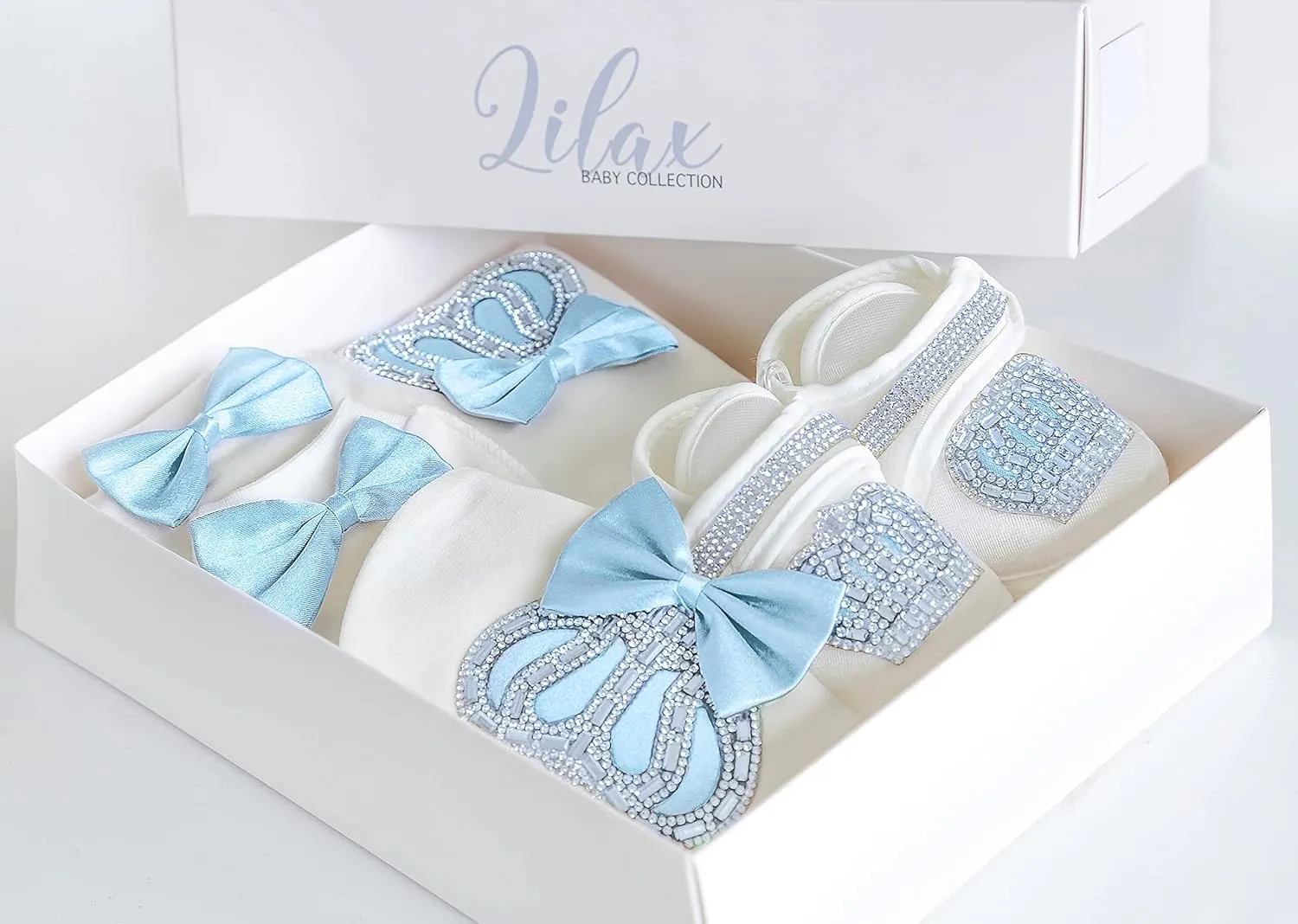 Lilax Baby Boy Newborn Crown Jewels Layette 4 Piece Gift Set