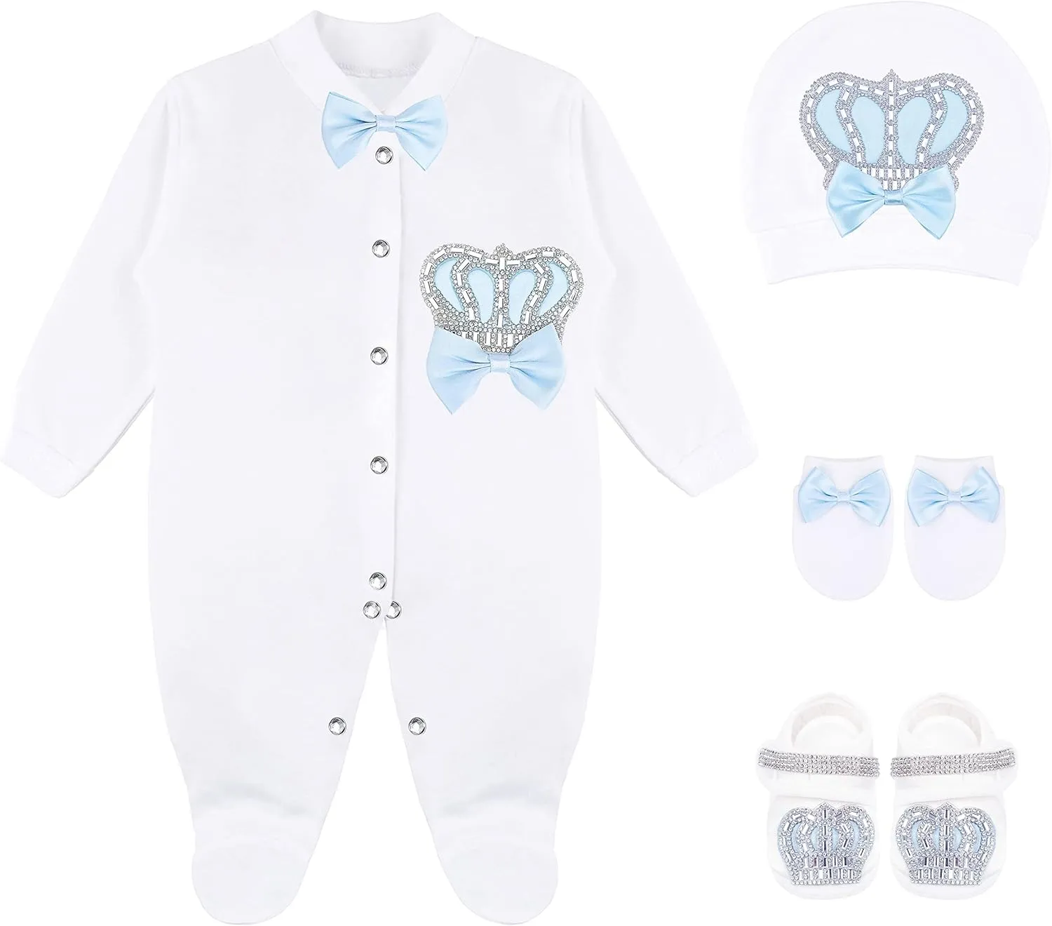Lilax Baby Boy Newborn Crown Jewels Layette 4 Piece Gift Set