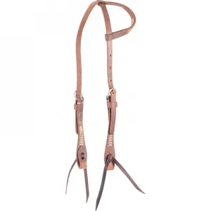 Martin Saddlery Natural Leather Slip Ear Headstall with Rawhide Lacing
