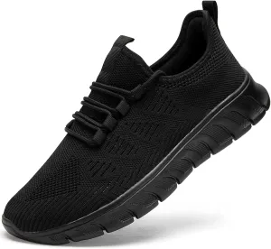 Men Tennis Shoes Running - Gym Sneakers Shoes Walking Workout Non Slip Walking Athletic Slip on Breathable Mesh Comfortable Lightweight Casual Sports Black 9.5
