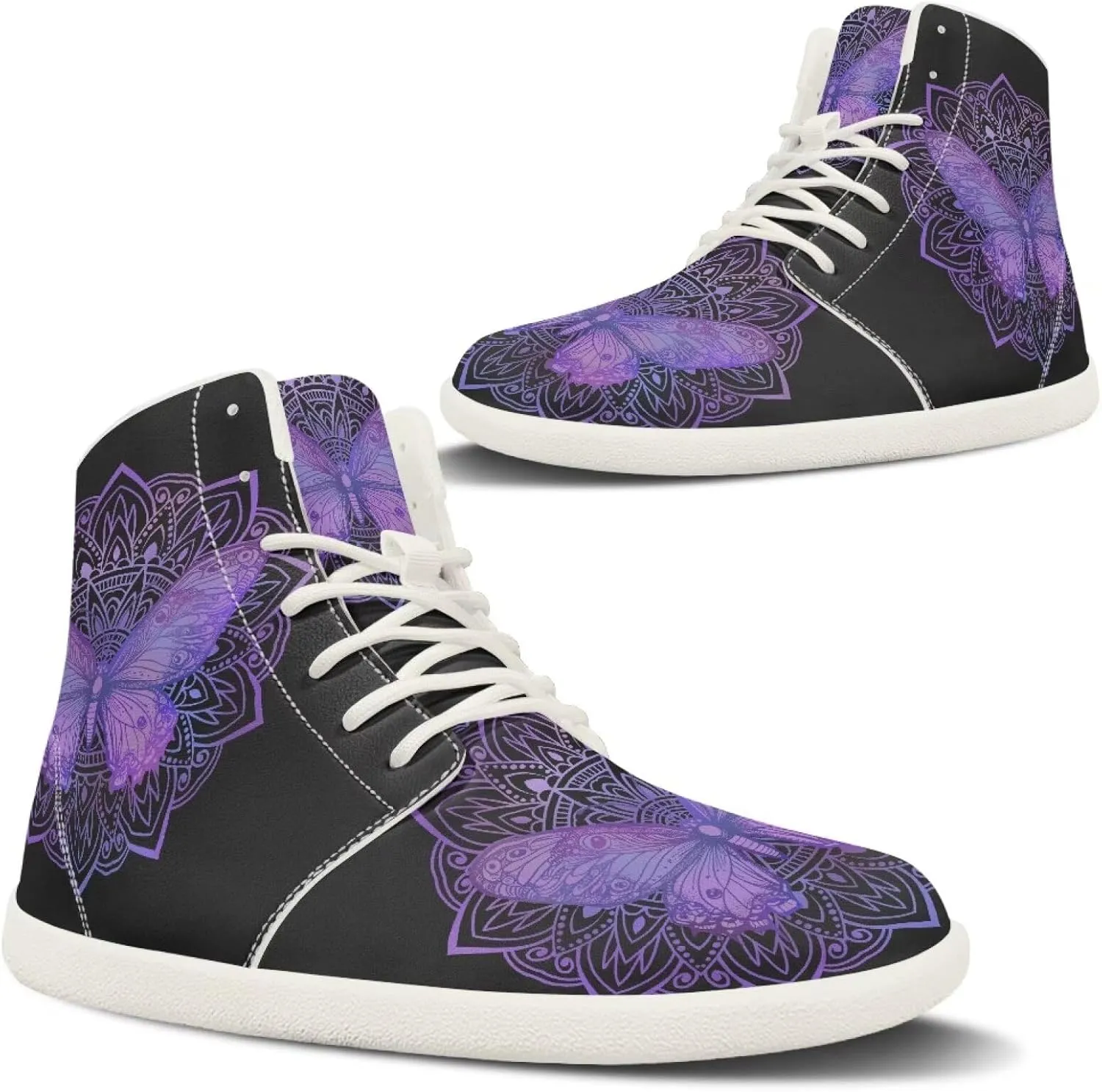 Men's Hi Top Barefoot Shoes | Wide Wide Toe Box Fashion Sneaker | Zero Drop Workout Walking Hiking Running Tennis Sneaker US 6-13.5