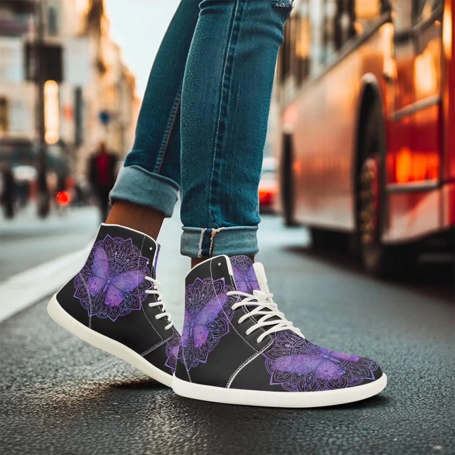 Men's Hi Top Barefoot Shoes | Wide Wide Toe Box Fashion Sneaker | Zero Drop Workout Walking Hiking Running Tennis Sneaker US 6-13.5