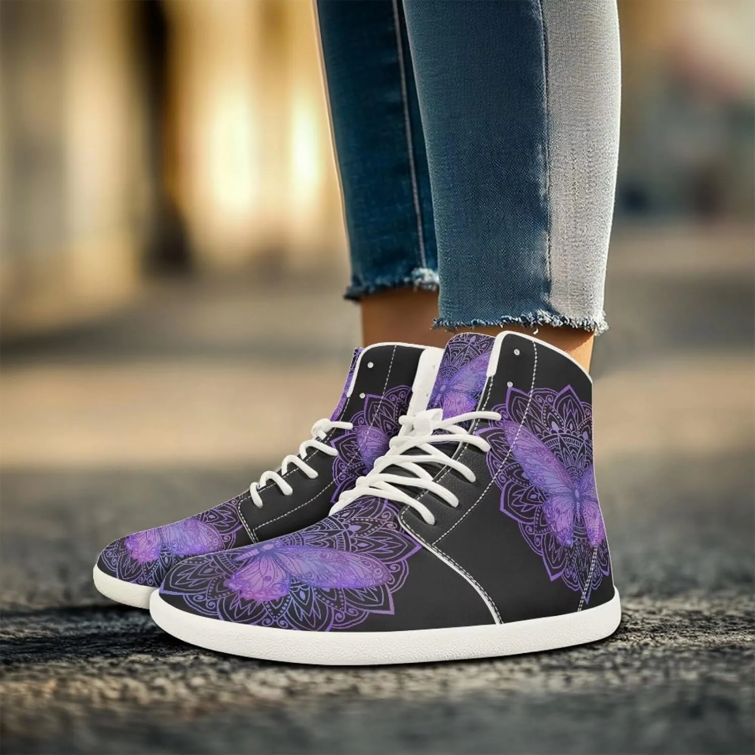 Men's Hi Top Barefoot Shoes | Wide Wide Toe Box Fashion Sneaker | Zero Drop Workout Walking Hiking Running Tennis Sneaker US 6-13.5