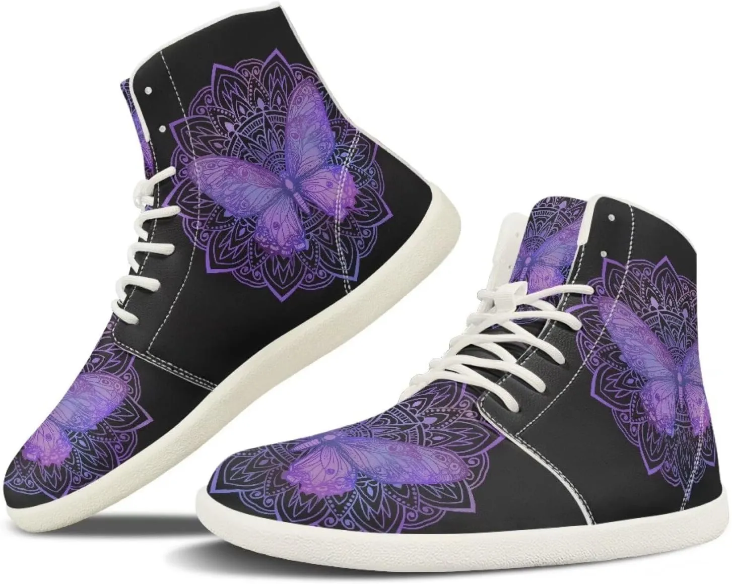 Men's Hi Top Barefoot Shoes | Wide Wide Toe Box Fashion Sneaker | Zero Drop Workout Walking Hiking Running Tennis Sneaker US 6-13.5