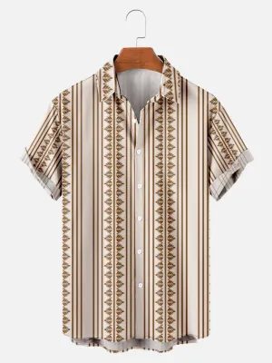 Men's Simple Pattern Striped Every Day Short Sleeve Shirt